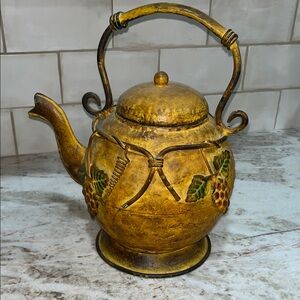 Vintage Gold Teapot with Grapevine Design